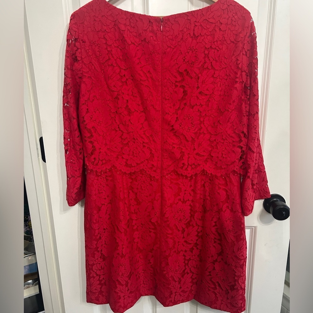 Good used condition Alex Marie Red Lace Dress size 16. Fully lined. Pretty! - Picture 4 of 11